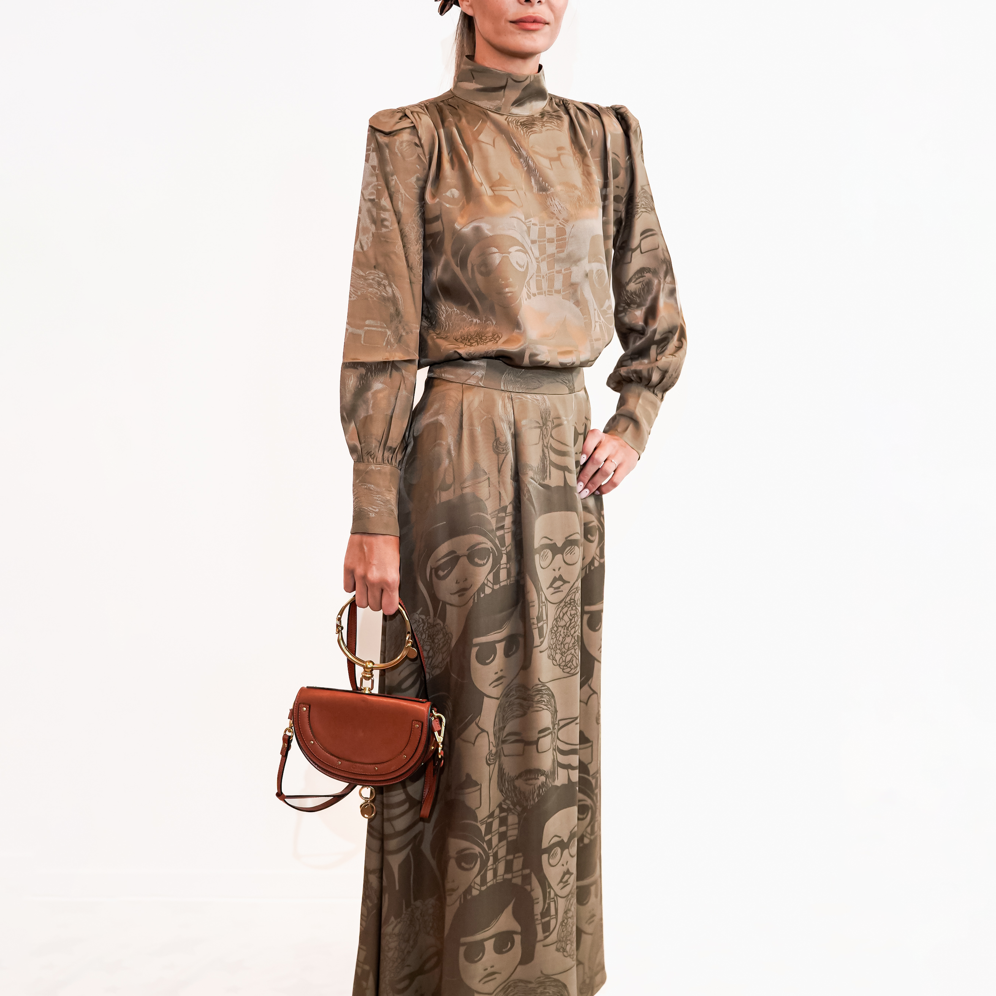 Co-ord Bowie blouse & Elle skirt - Olive