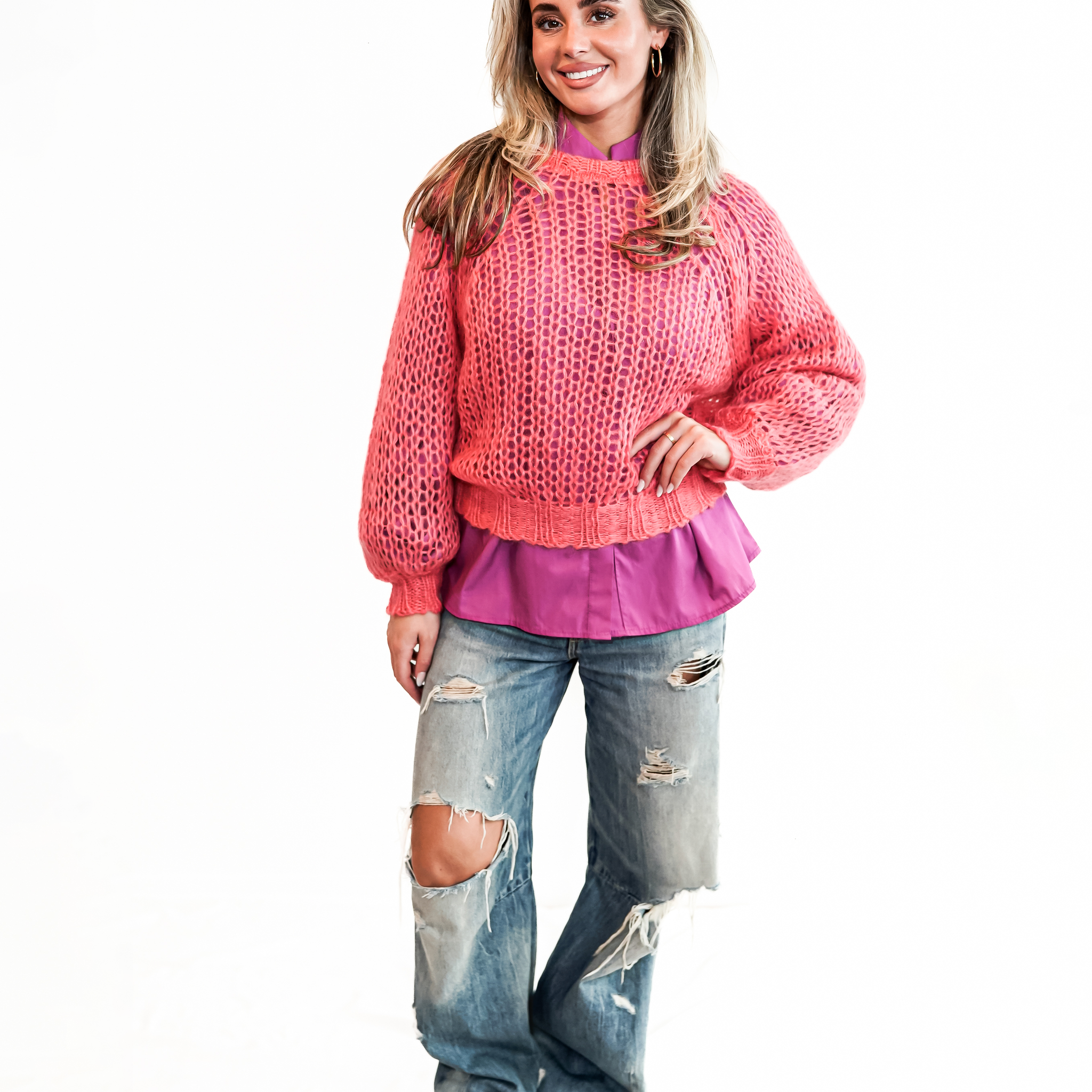 Khloe knitted sweater - Coral
