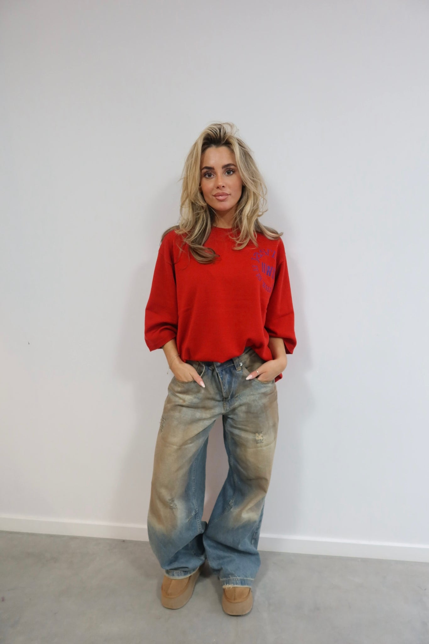 Gigi top logo - Lipstick Red & Purple