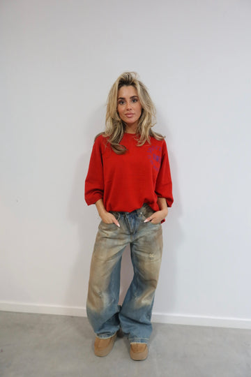 Gigi top logo - Lipstick Red & Purple