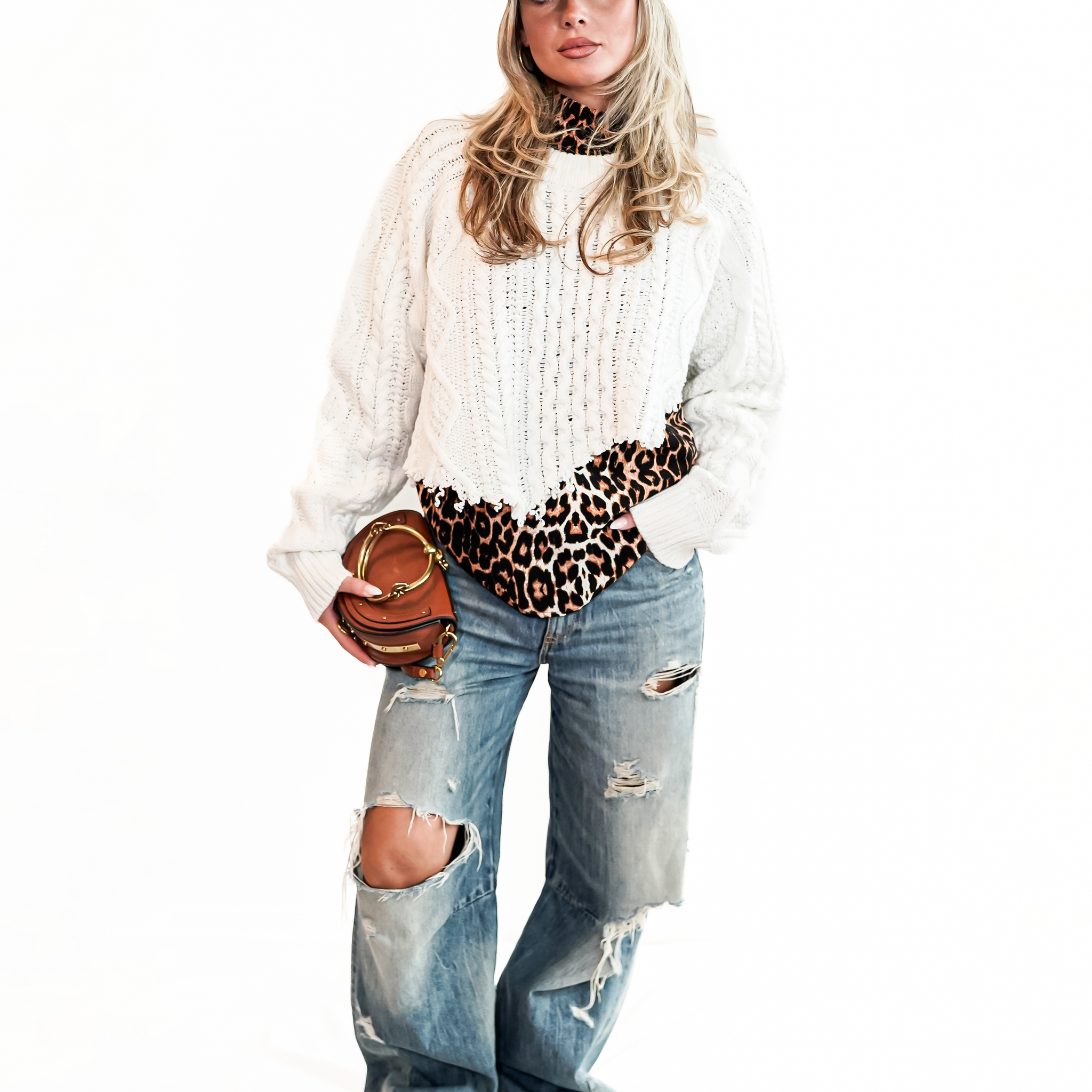 Scarved sweater - Ecru