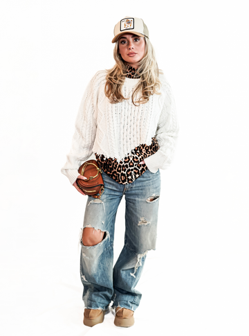 Scarved sweater - Ecru